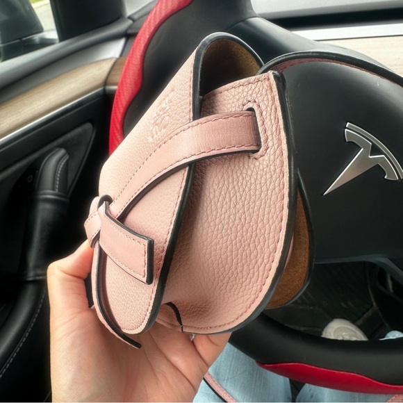 LOEWE 
Grained Calfskin Mini Gate Crossbody Bag Pastel Pink - Picture 7 of 10